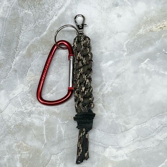 Paracord Braided Keychain Carabiner Key Ring Green Handmade Macrame Swivel Clasp - Picture 12 of 12
